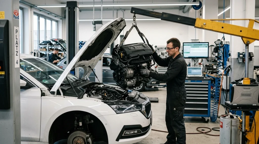 Výměna motoru v autoservisu