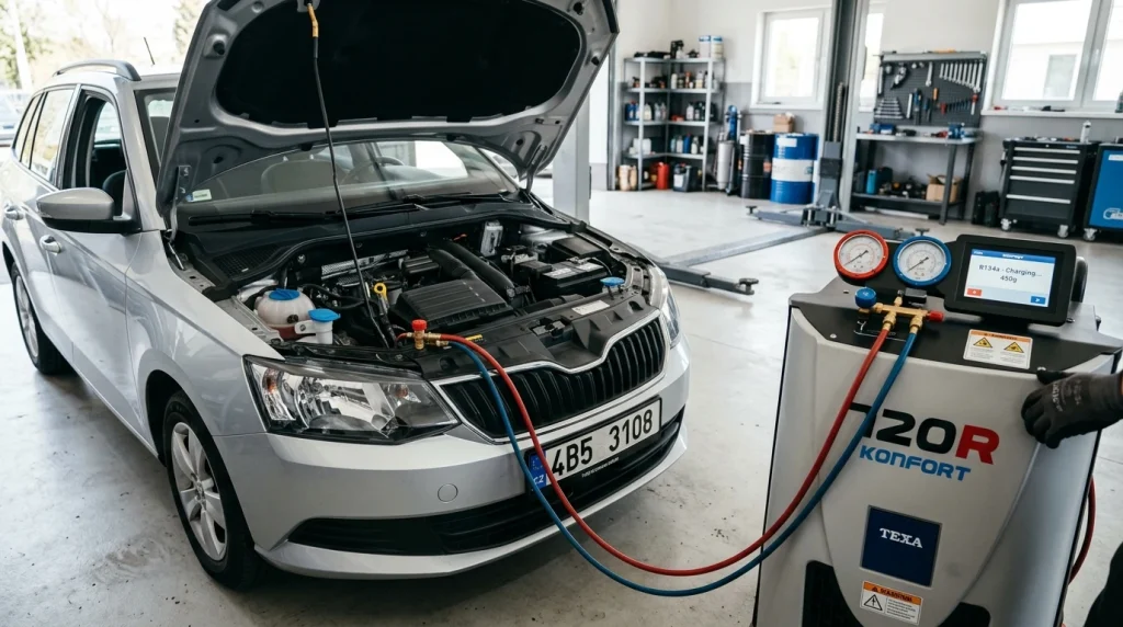 Plnění a servis klimatizace Škoda Fabia chladivo a ceník
